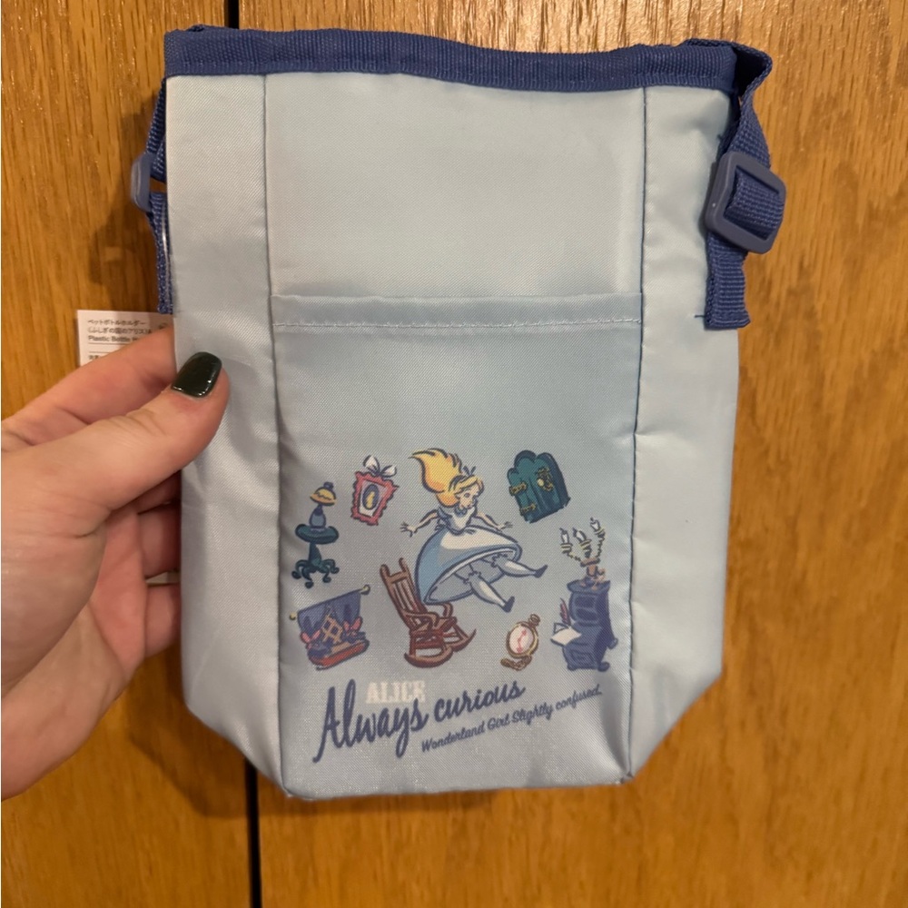 Alice in Wonderland Light Blue Crossbody Water Bottle Bag NWT